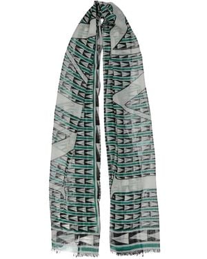 Lanvin Geometric-Print Logo Scarf - Blue