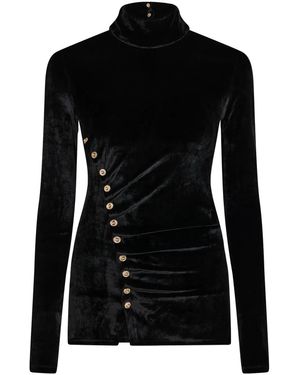 Rabanne Draped Velvet Top - Black