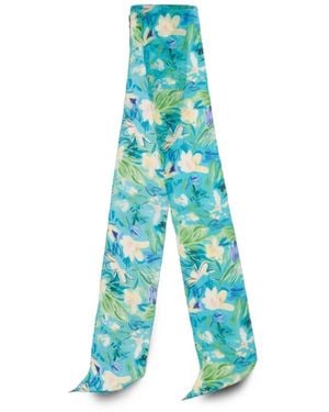 Chloé Pañuelo De Seda Para El Pelo Con Estampado Floral - Azul