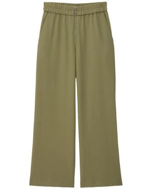 Ba&sh Narlos Elasticated-Waist Zip-Fastening Wide-Leg Pants - Green