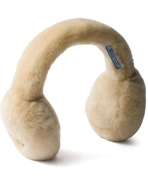 Prada Shearling Earmuffs - Natural