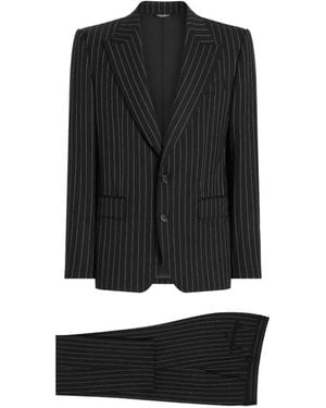 Dolce & Gabbana Single-Breasted Pinstripe Stretch Wool Sicily-Fit Suit - Black