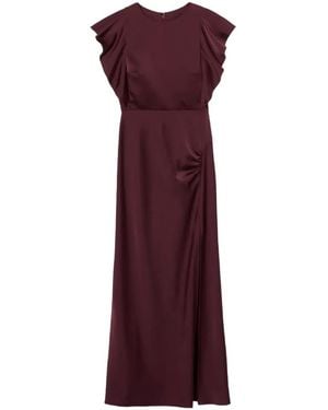 Claudie Pierlot Slit Satin Maxi Dress - Purple
