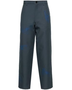 Comme des Garçons スプレーペイント ワイドパンツ - ブルー