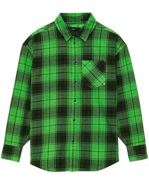 Purple Brand Logo-Embossed Checked Cotton Shirt - Green