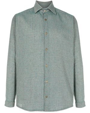 Amir Slama Camicia Jacquard Con Logo Inciso - Verde