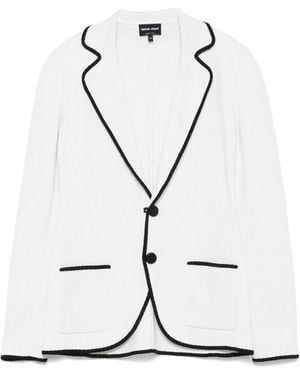 Giorgio Armani Ribbed-Trim Blazer - White