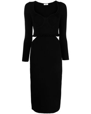 Sandro Cut-Out Ribbed Midi Dress - Black