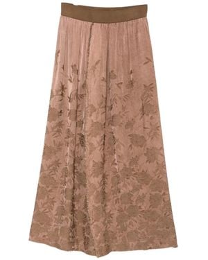 Uma Wang Floral-Jacquard Frayed Maxi Skirt - Brown