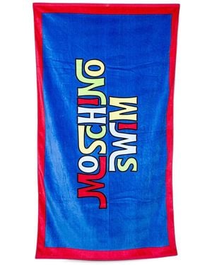 Moschino Logo-Print Beach Towel - Blue