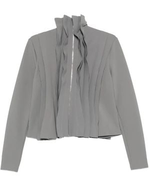 Litkovskaya Ruffled Zip-Up Top - Grey