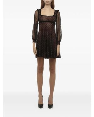 McQueen Embroidered Lace Mini Dress - Black