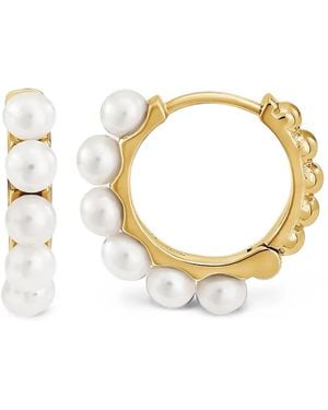 Dower & Hall Timeless Pearl Huggie Earrings - Metallic