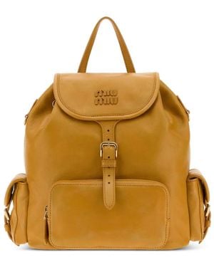 Miu Miu Mochila Con Hebilla Y Placa Del Logo - Metálico