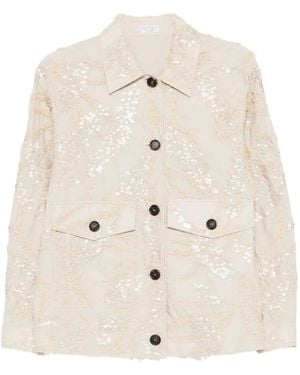 Brunello Cucinelli Embroidered Cotton Jacket - Natural