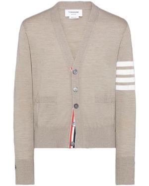 Thom Browne Merino Wool 4-Bar Classic V-Neck Cardigan - Natural