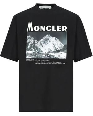 Moncler Camiseta De Algodón Con Estampado K2 De Manga Corta - Negro