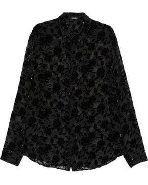 Ann Demeulemeester Floral-Devoré Shirt - Black