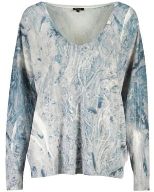 Desigual Abstract-Print V-Neck Sweater - Blue