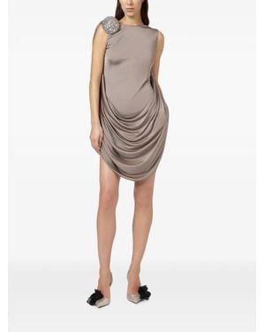 GIUSEPPE DI MORABITO Shoulder-Embellishment Asymmetric-Hem Mini Dress - Natural
