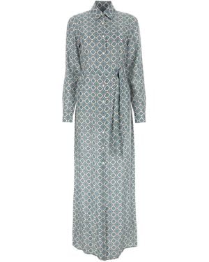 Prada Robe-Chemise À Motif Géométrique - Gris