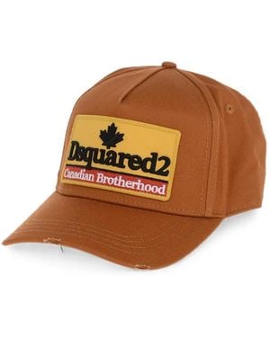 DSquared² Embroidered-Patch Distressed Baseball Cap - Brown