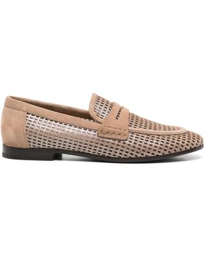 Brunello Cucinelli Perforated Suede Loafers - Natural