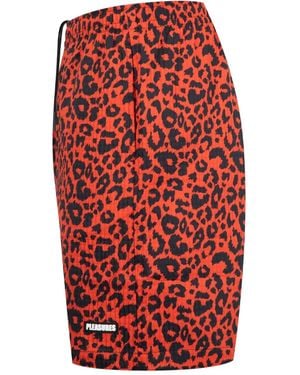 Pleasures Leopard-Print Shorts - Red