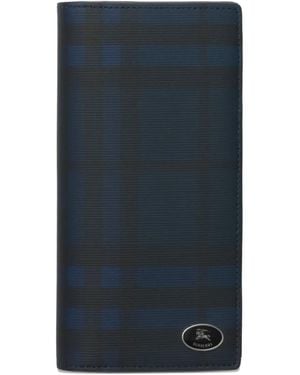 Burberry Check Logo-Plaque Wallet - Blue