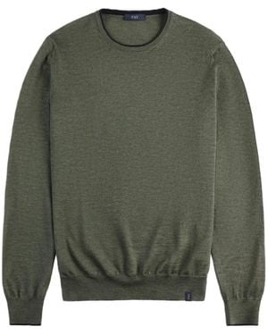 Fay Elbow-Patch Crew-Neck Sweater - Green