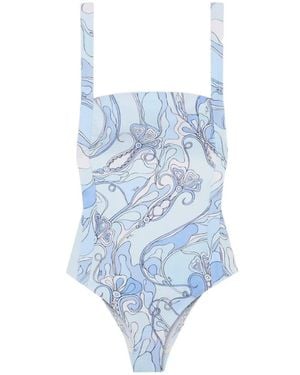 PUCCI Orchidee-Print Swimsuit - Blue