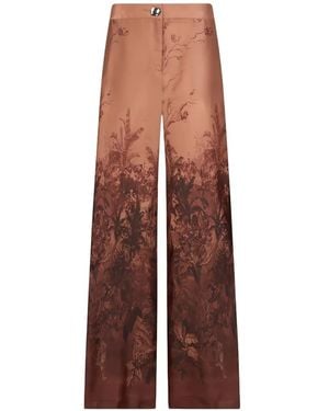 Liu Jo Printed Twill Palazzo Trousers - Brown