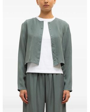 Leset Kim Buttoned Cropped Top - Green