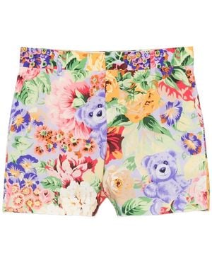Moschino Floral-Teddy Bear Printed Shorts - Green