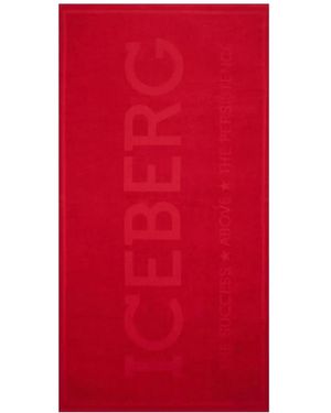 Iceberg Logo-Intarsia Beach Towel - Red
