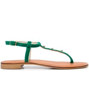 Madison Maison Embellished Leather Thong Sandals - Green