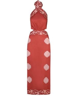 Johanna Ortiz Tide Halterneck Cutout Strength Dress - Red