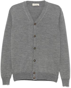 SERGIO MORETTI FIRENZE V-Neck Button-Up Cardigan - Grey