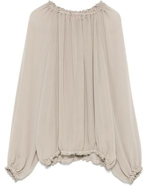 Blanca Vita Ruffle-Trim Blouse - Natural