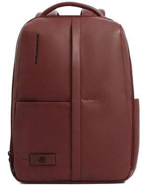 Piquadro 13" Leather Laptop Backpack - Purple