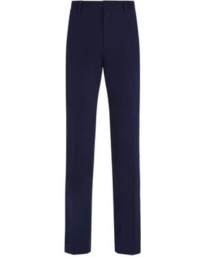ZEGNA Pantalones planos en el frente - Azul