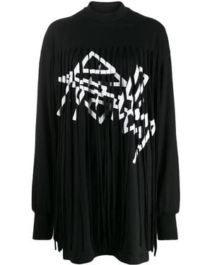 Palm Angels Two-Tone Fringed Dress - Black
