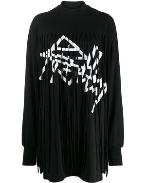 Palm Angels Two-Tone Fringed Dress - Black
