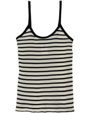 La Fetiche Striped Ribbed Cami Top - Black