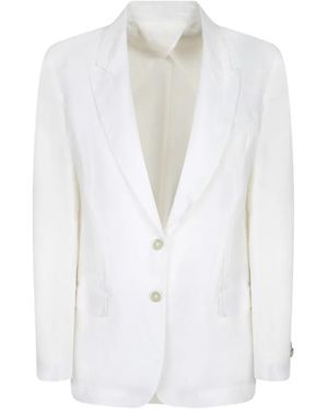 120% Lino Single-Breasted Blazer - White