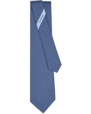 Ferragamo Gancini-Monogram Silk Tie - Blue
