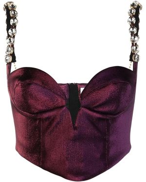 Area Crystal-embellished Bustier Top - Women's - Polyamide/polyester/cotton/elastaneviscosespandex/elastane - Purple