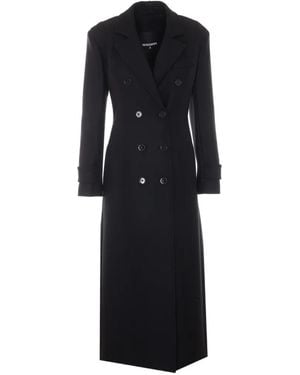 Patrizia Pepe Double-Breasted Peaked-Lapel Coat - Black