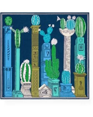 Inoui Edition Inoui Cactus-Print Scarf - Blue