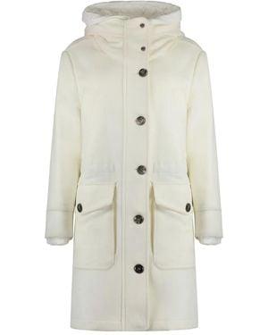 Moorer Hooded Single-Breasted Coat - White